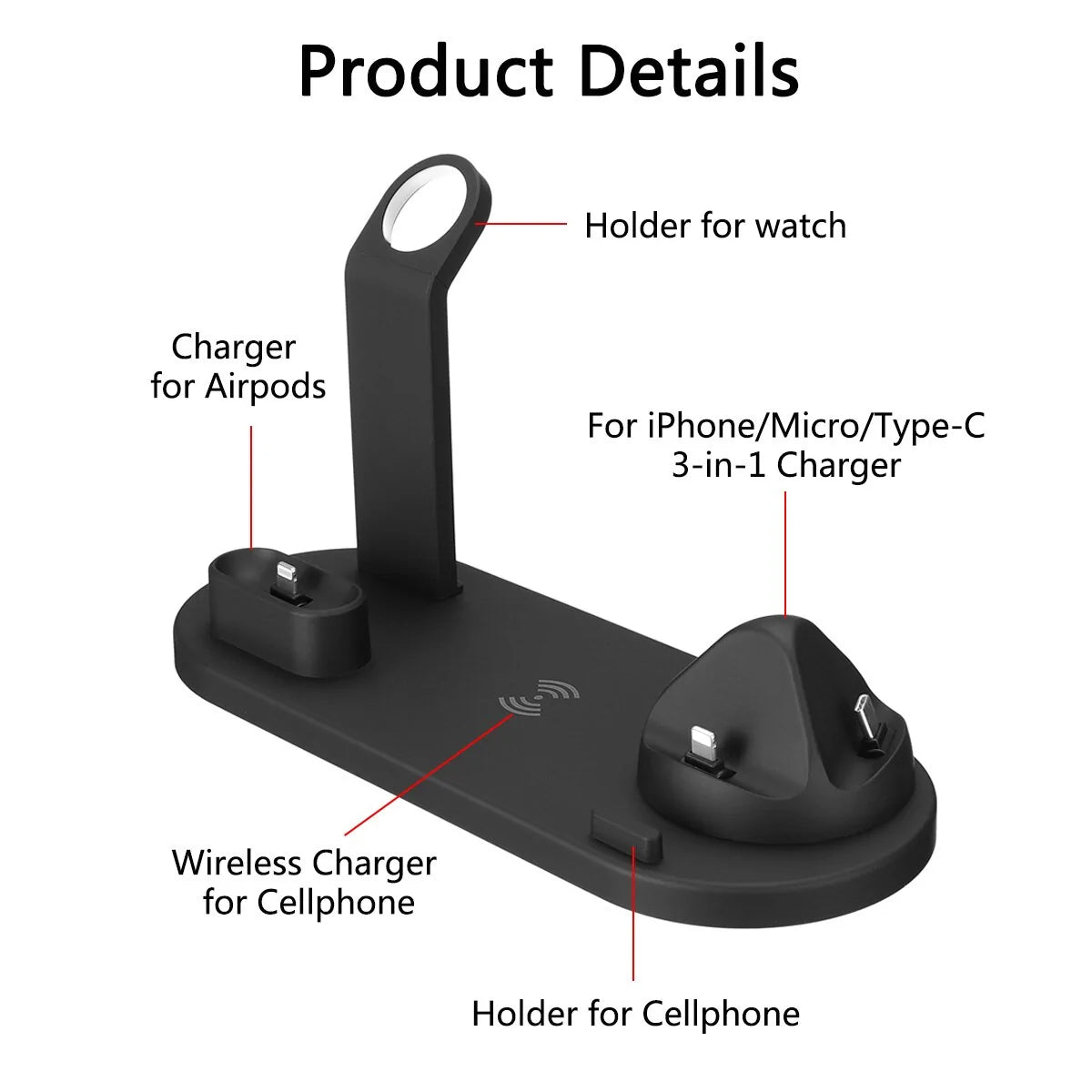 3-in-1 Wireless Charging Stand for iPhone, AirPods, and Apple Watch