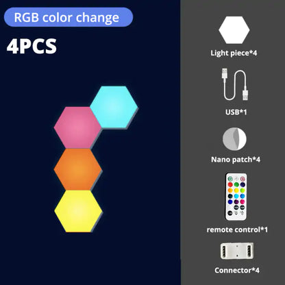 LED Hexagon Wall Light Indoor RGB Night Light