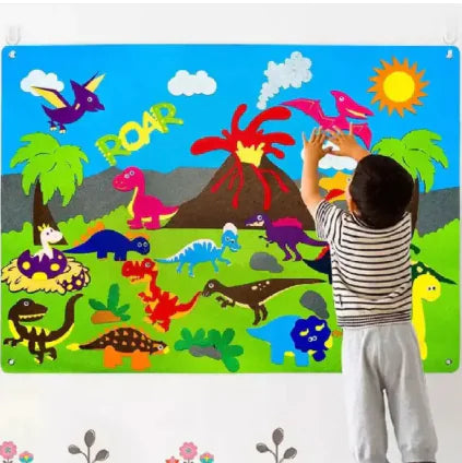 Children's Early Education 3DIY Three-dimensional Felt Game Pack Story Board Learning Board Printing Dinosaur Animal