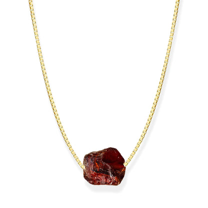 ETTNO 14K Gold Plated Necklace for Women Natural Gemstone Necklace Gift for Her (Yellow Gold Garnet)