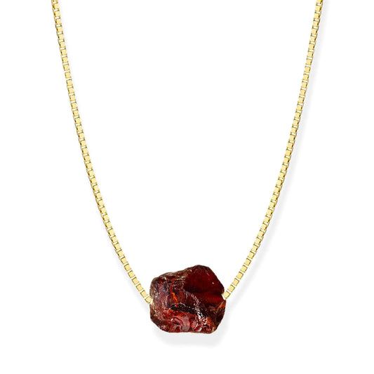 ETTNO 14K Gold Plated Necklace for Women Natural Gemstone Necklace Gift for Her (Yellow Gold Garnet)