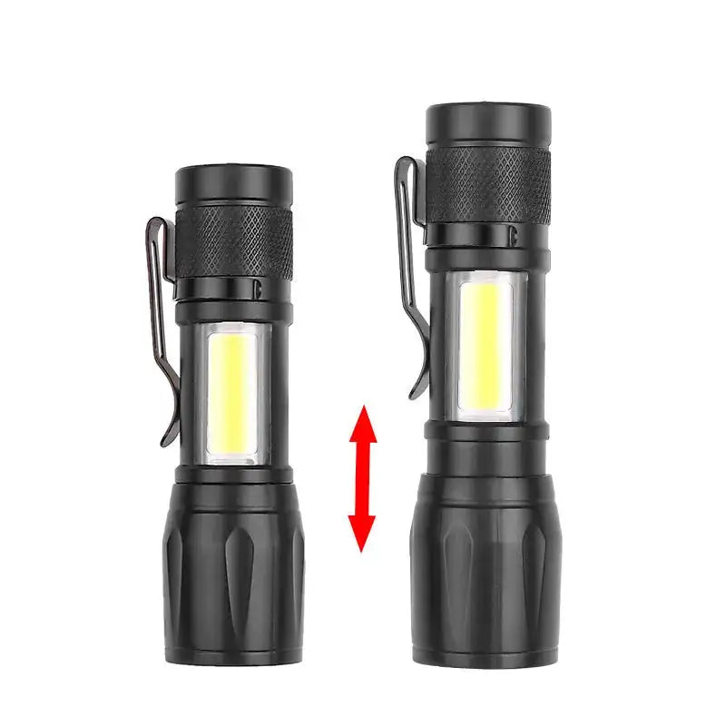 Mini Rechargeable LED Flashlight COB+XPE Portable Torch Camping