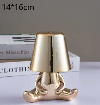 Modern Bedside Light Cute Golden Man Cordless Night Light