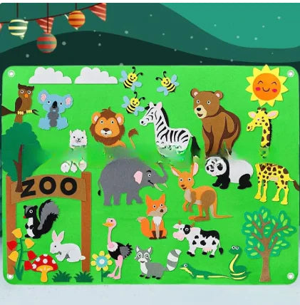 Children's Early Education 3DIY Three-dimensional Felt Game Pack Story Board Learning Board Printing Dinosaur Animal