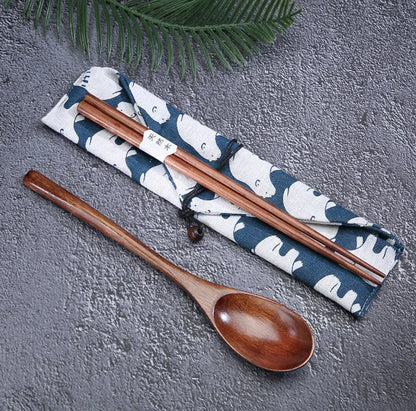 Japanese Natural Nanmu Tableware Set