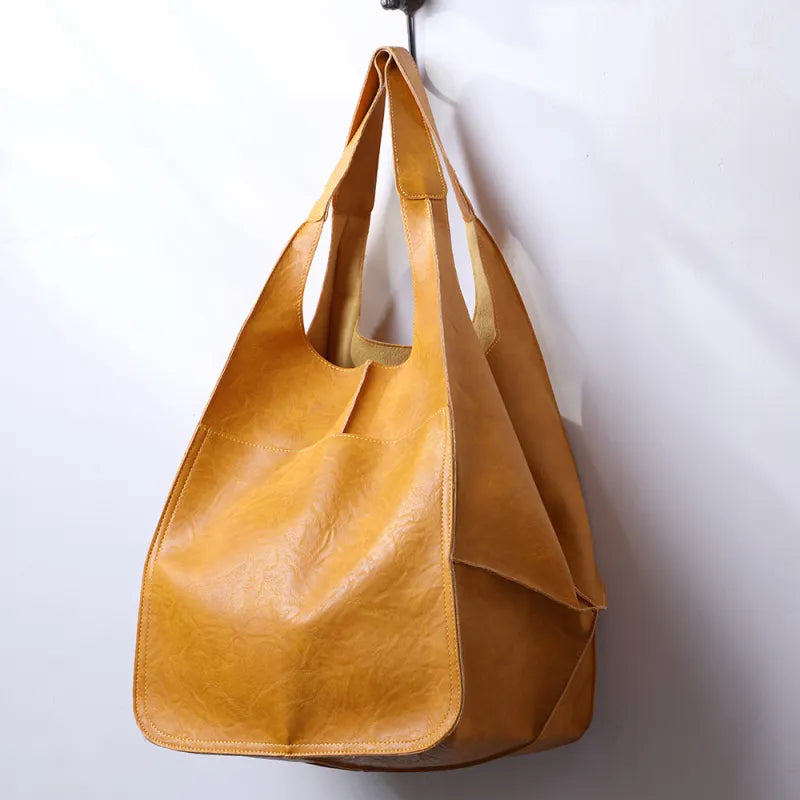 Soft Leather Large Capacity Shoulder Hand-held Tote Bag