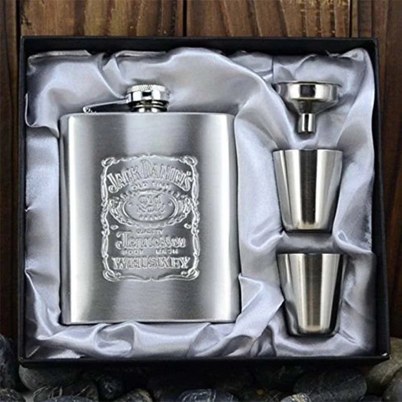 7 Oz Stainless Steel Hip Flask Set