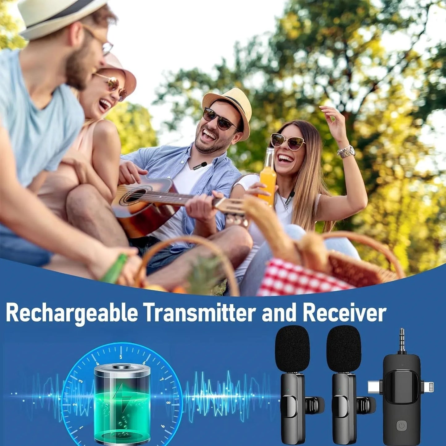 Wireless Clip-On Mini Microphone 3-in-1