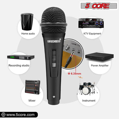 5Core XLR Microphone Dynamic Mic Karaoke Singing Studio Mics Handheld Microfono