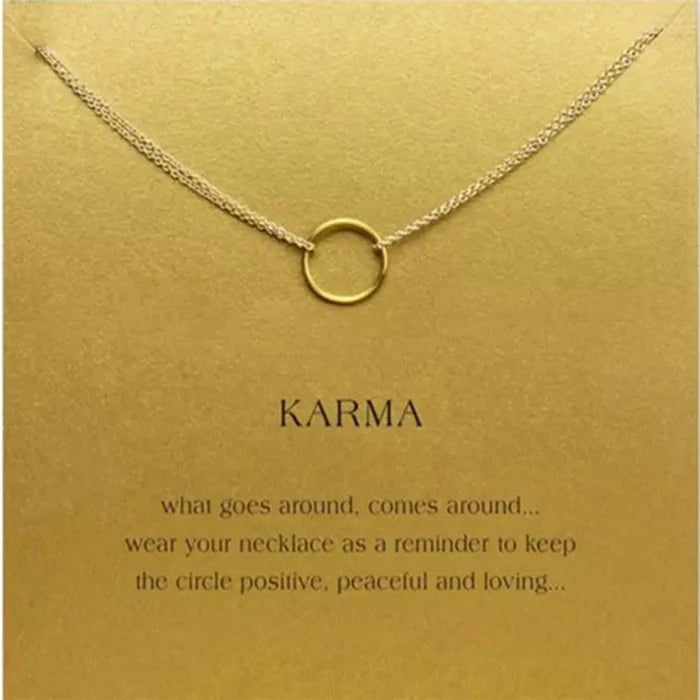 Gold Key Circle Necklace: Minimalist Infinity Pendant for Women