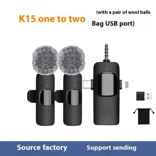 Wireless Clip-On Mini Microphone 3-in-1