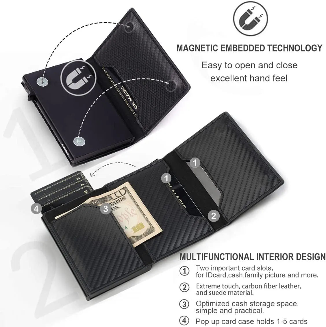 Men's RFID Leather Wallet with AirTag Holder