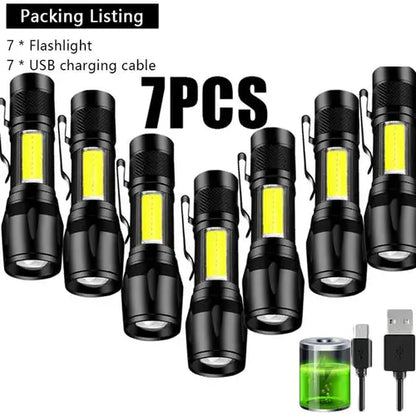 Mini Rechargeable LED Flashlight COB+XPE Portable Torch Camping