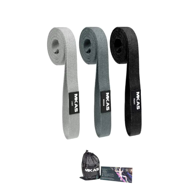 MKAS Fitness Long Resistance Bands Set: 3-Piece Fabric Workout Bands