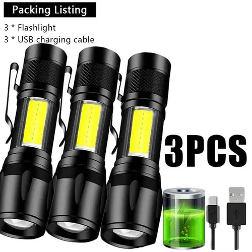 Mini Rechargeable LED Flashlight COB+XPE Portable Torch Camping