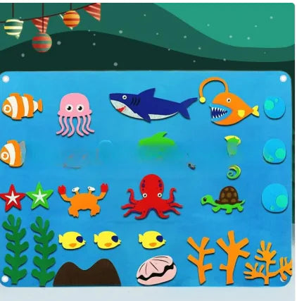 Children's Early Education 3DIY Three-dimensional Felt Game Pack Story Board Learning Board Printing Dinosaur Animal