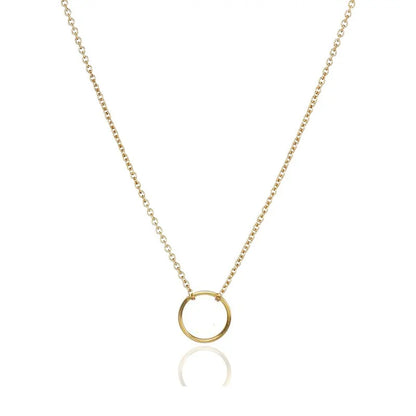 Gold Key Circle Necklace: Minimalist Infinity Pendant for Women