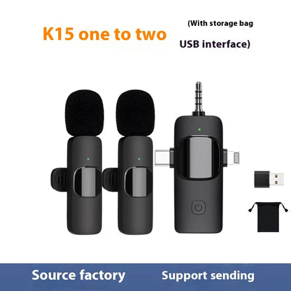 Wireless Clip-On Mini Microphone 3-in-1