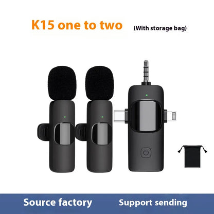 Wireless Clip-On Mini Microphone 3-in-1