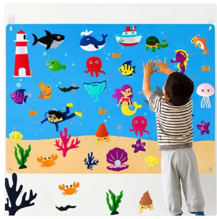 Children's Early Education 3DIY Three-dimensional Felt Game Pack Story Board Learning Board Printing Dinosaur Animal