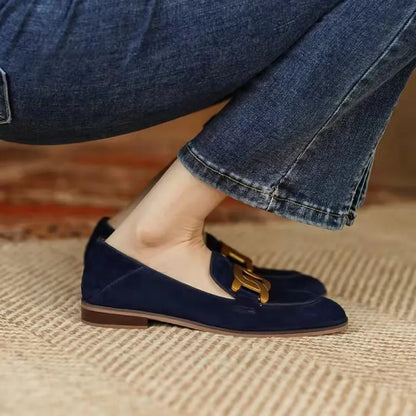 Metal buckle heel flat shoes fashion