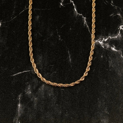 Gold Plated 5mm Rope Chain Necklace