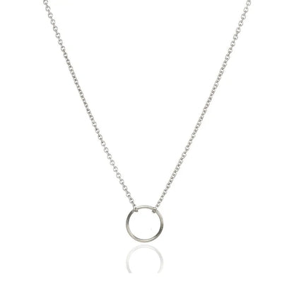 Gold Key Circle Necklace: Minimalist Infinity Pendant for Women