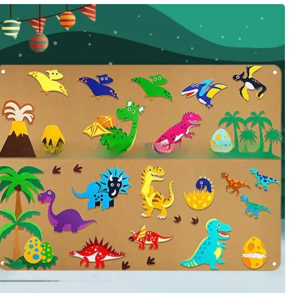 Children's Early Education 3DIY Three-dimensional Felt Game Pack Story Board Learning Board Printing Dinosaur Animal